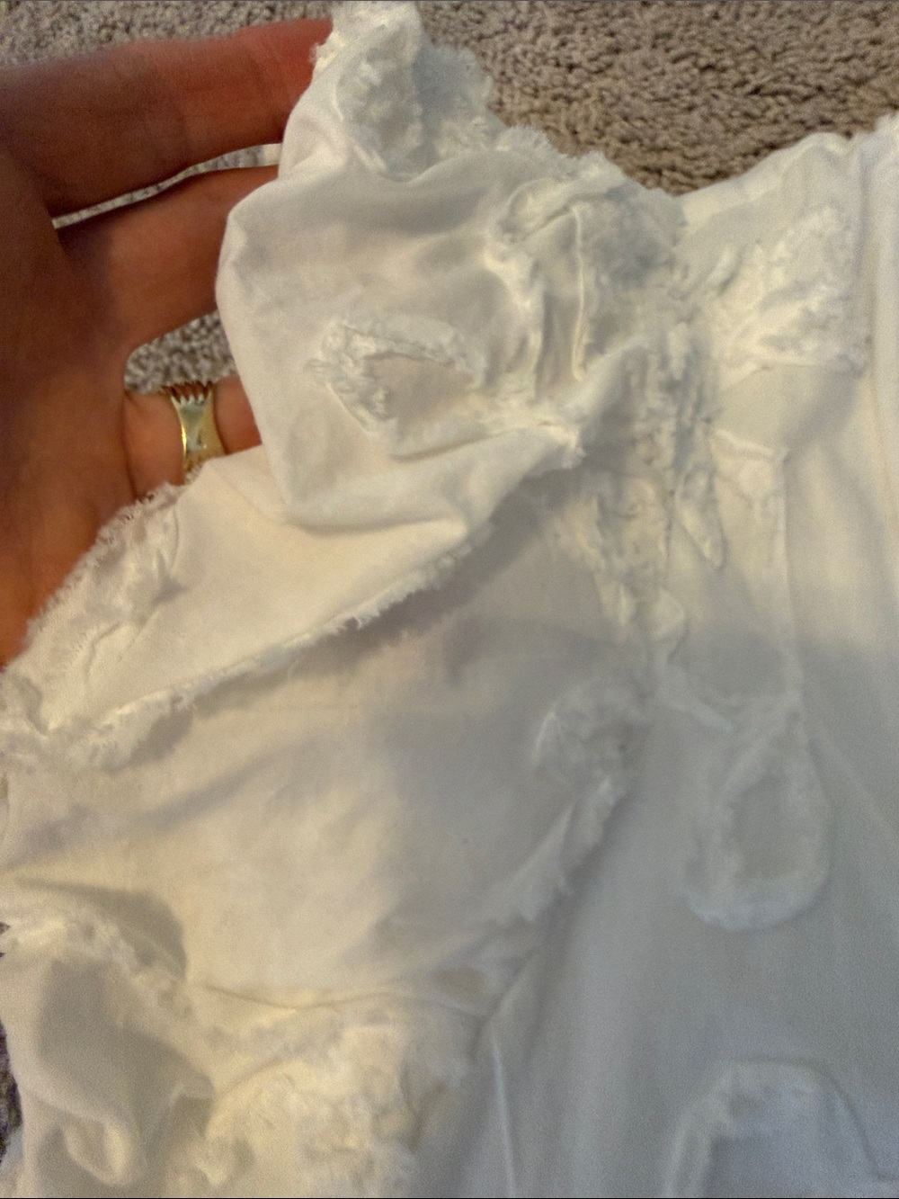 entro White Floral Embroidered Ruffle Sleeve Button-Front Blouse - Picture 8 of 13